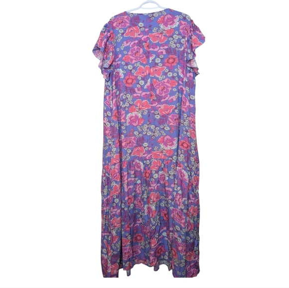 NWT 2XL Plus Size Edin Floral Pink Purple Blue Boho Flowy Maxi Dress - Picture 3 of 10